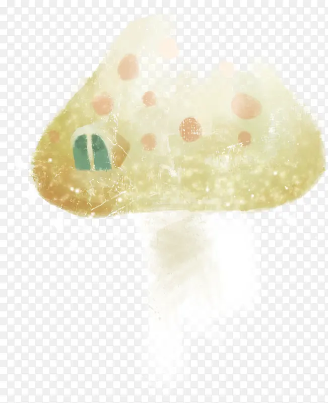 黄色手绘点状蘑菇