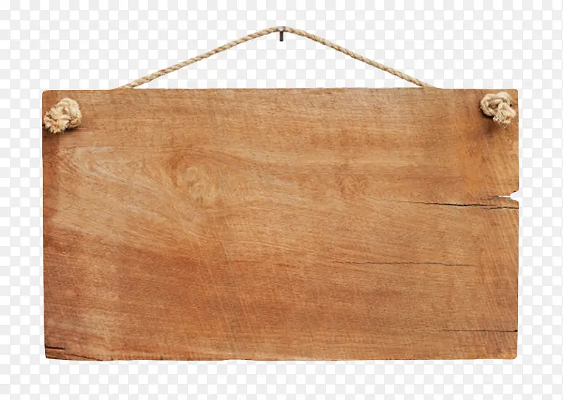 棕色带裂纹用绳子挂着的木板实物