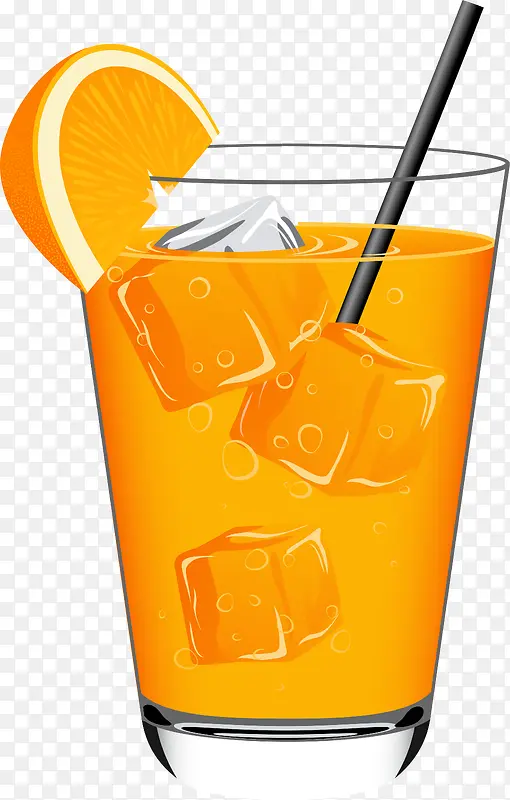 橙色冰块果汁