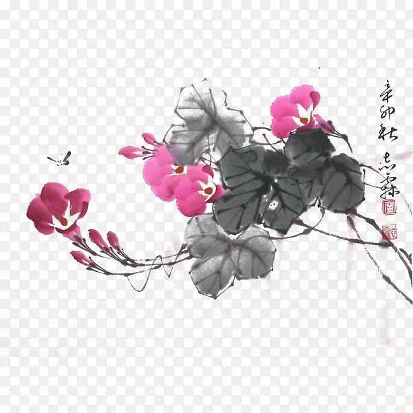 中国风水墨牵牛花