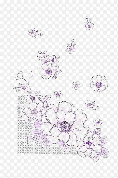 白色花瓣紫色花蕊的花团