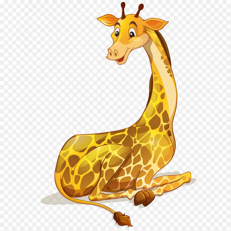 卡通坐着的长颈鹿动物