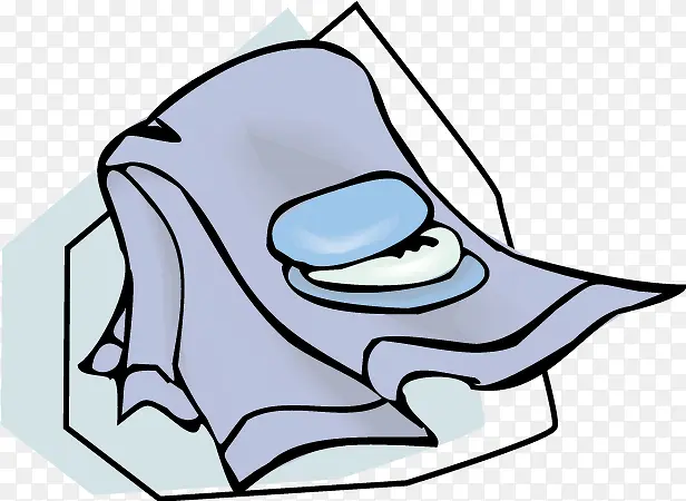 卡通蓝色毛巾肥皂矢量