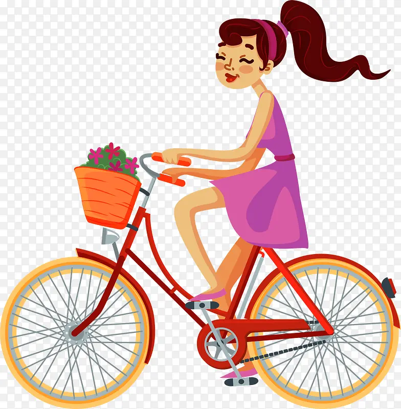 骑自行车年轻女孩