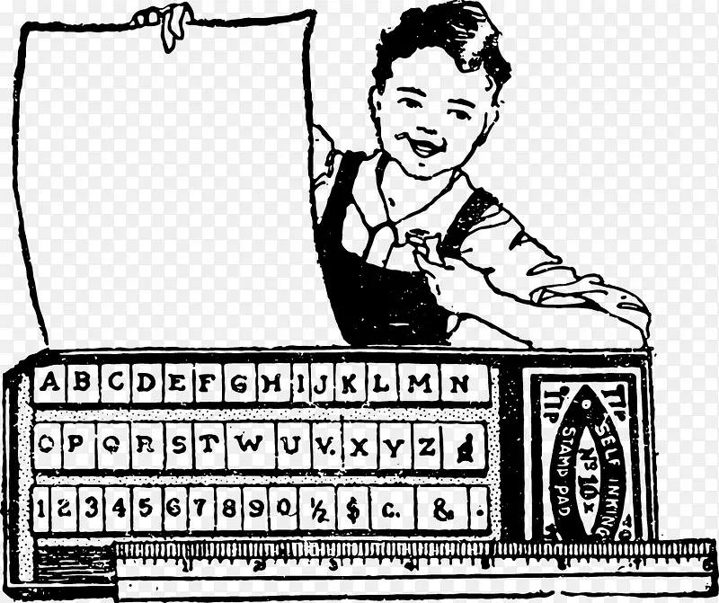 手绘复古打字机