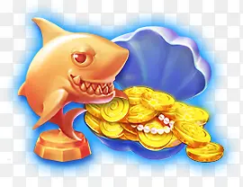 手绘红色金鱼金币