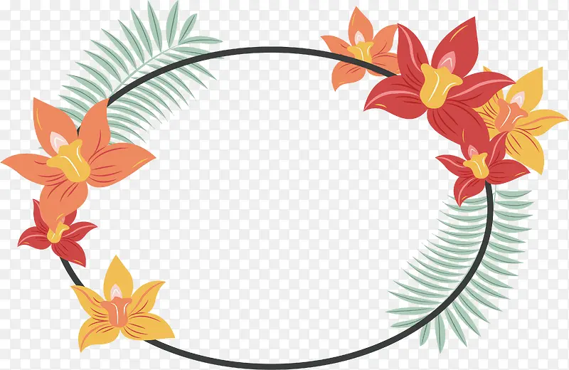 椭圆形花朵装饰框