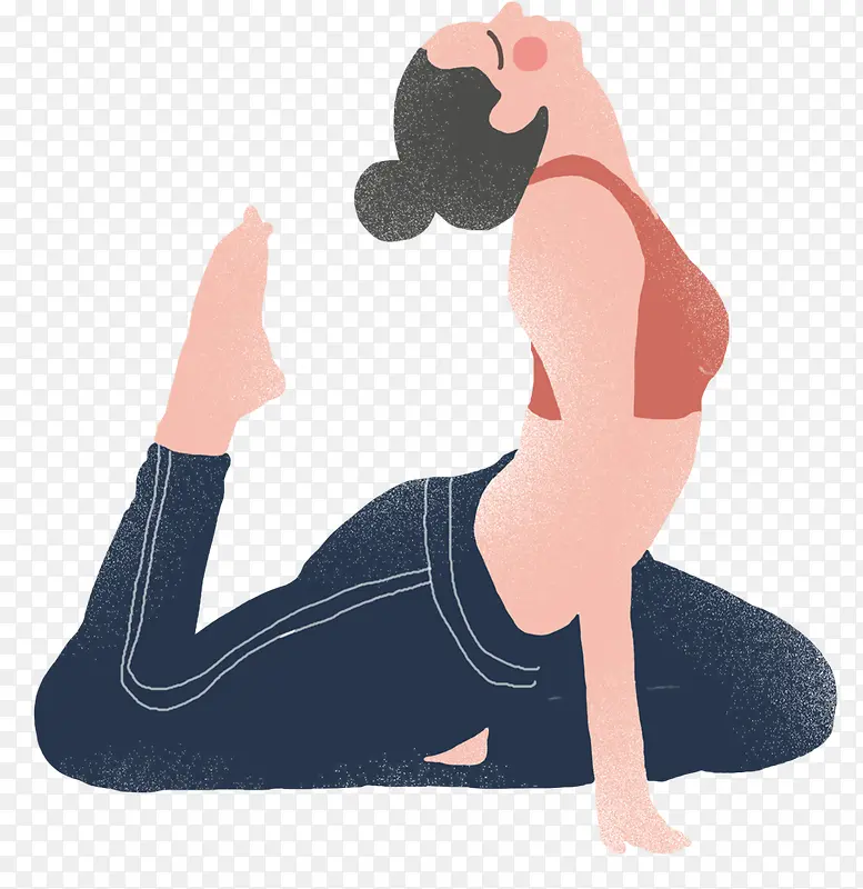 手绘人物插图做瑜伽的女孩插画