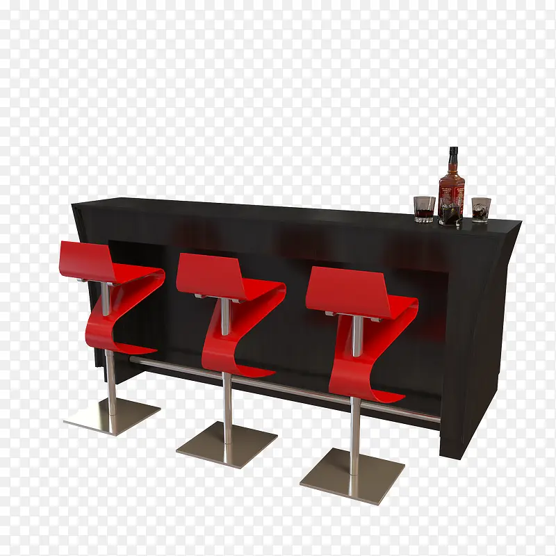 黑红色酒吧吧台桌组合