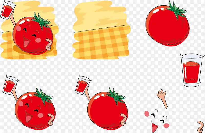 矢量喝番茄汁的西红柿表情