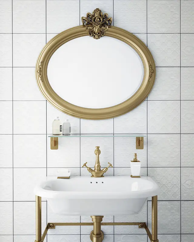 欧式镜子和洗手盆