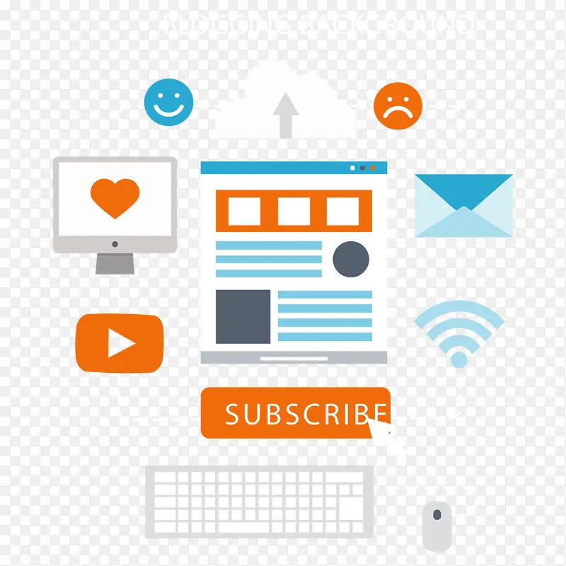 矢量扁平博客元素集合PNG图片素材下载_图片编号9075366-PNG素材网