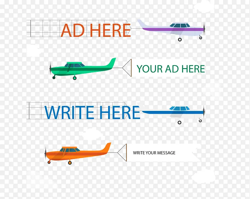 矢量手绘卡通飞机拉横幅