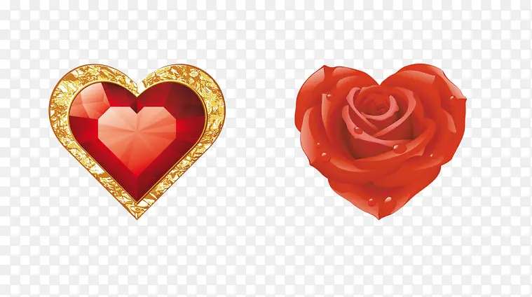 心形宝石与心形玫瑰