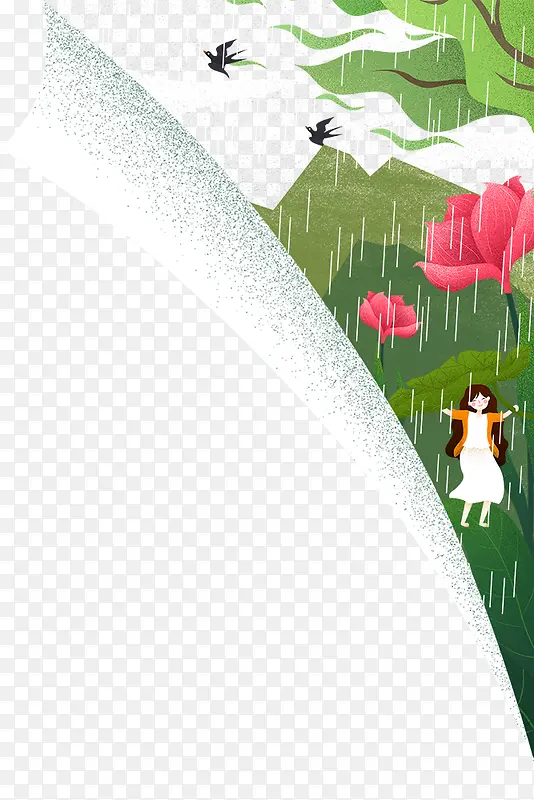 春季雨天主题装饰边框