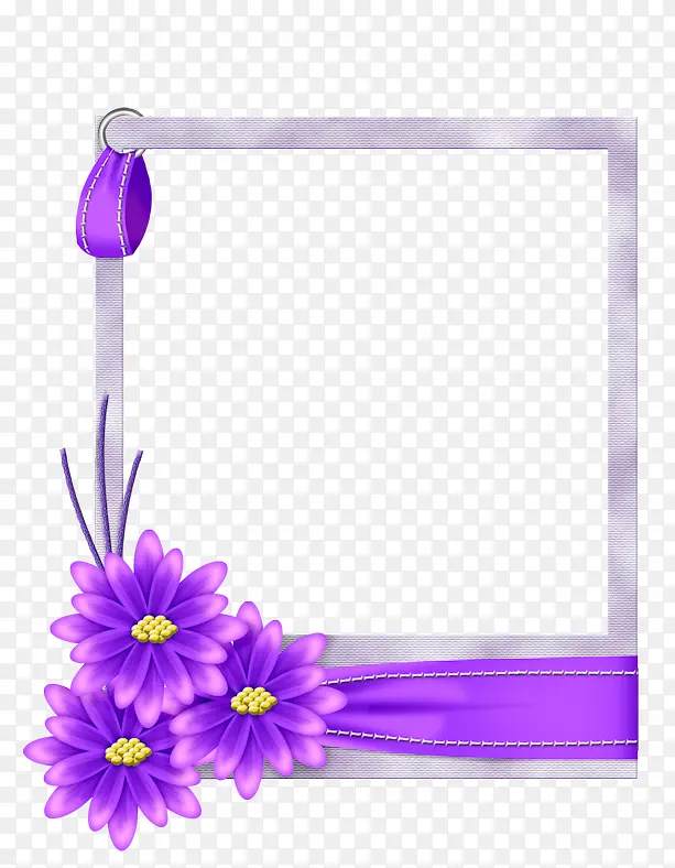 创意呵呵曾手绘紫色花卉彩带边框