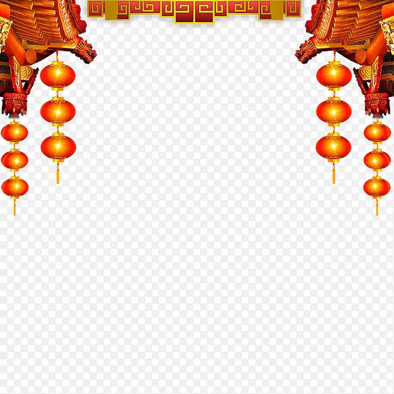红色春节灯笼悬挂