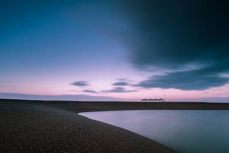 紫色天空日落海岸