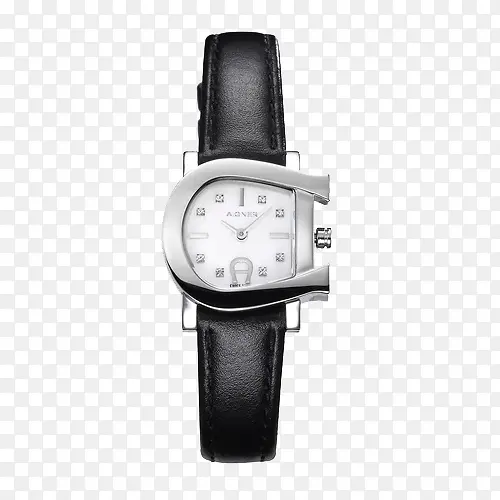 艾格娜女士石英黑表带手表