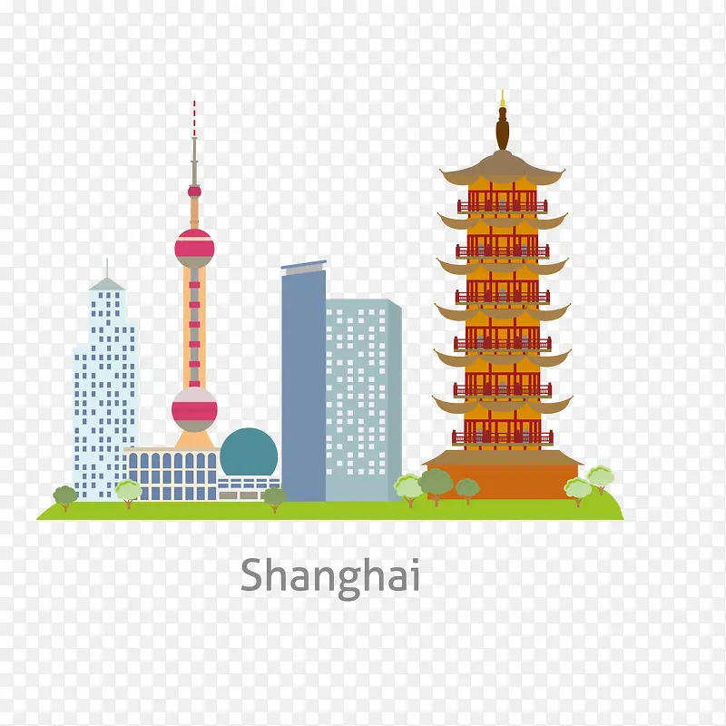 卡通上海旅游景点设计PNG图片素材下载_图片编号9098651-PNG素材网