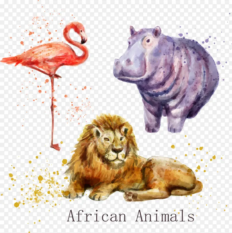 水彩绘非洲动物