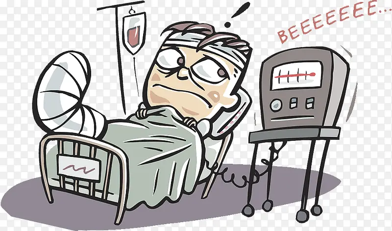 卡通插图病痛骨折住院治疗