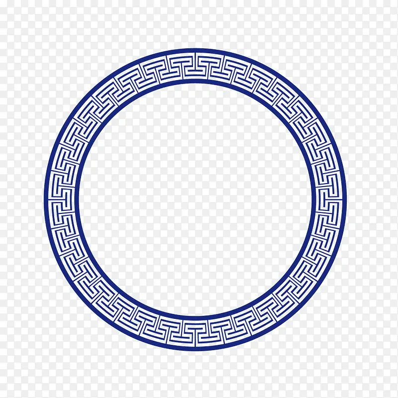 矢量蓝色线条弯折边框圆圈
