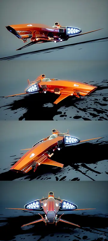 未来橙色飞机战机