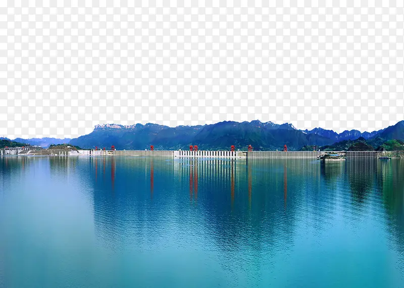 蓝色三峡大坝摄影