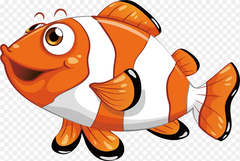 橘色白色条纹热带鱼