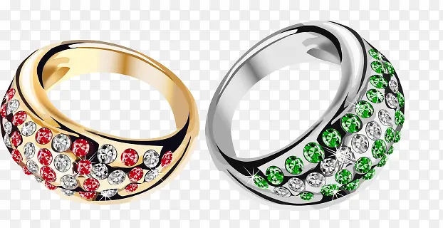 红绿宝石镶嵌戒指