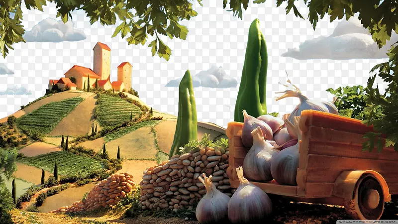 水果蔬菜王国背景图