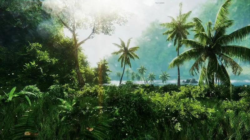 热带丛林椰子树海报背景