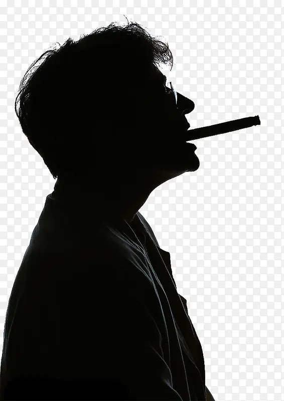 剪影抽烟的男人
