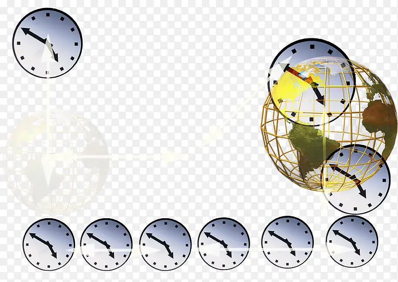 钟表地球线框时间