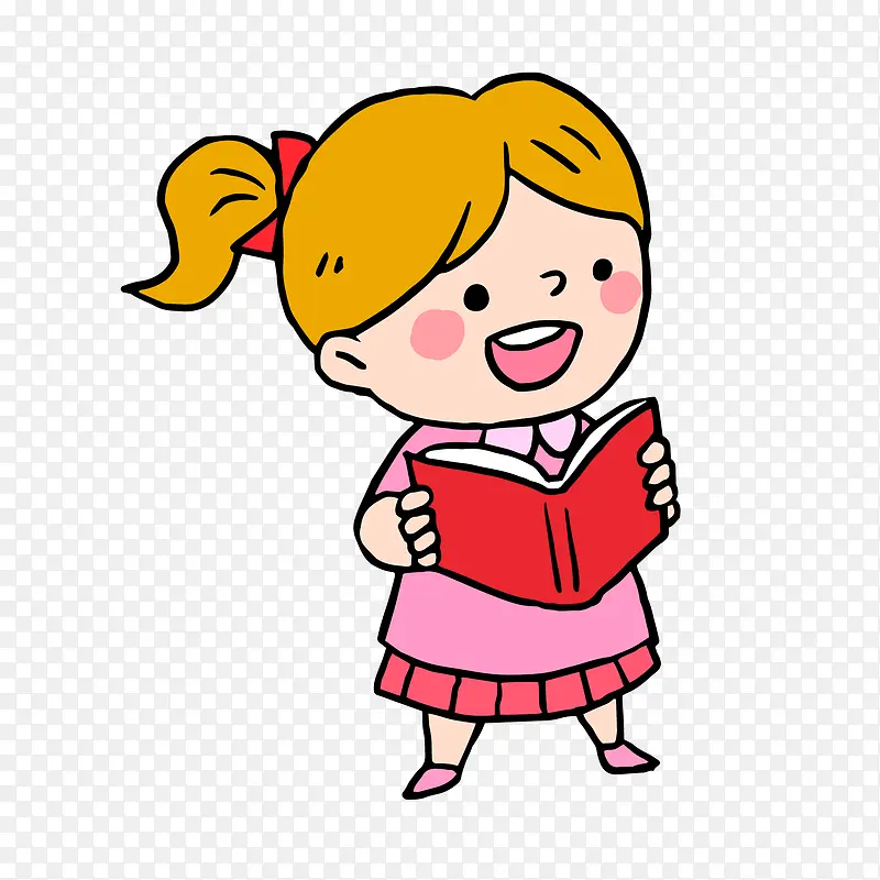 卡通看书的女孩设计