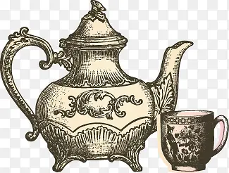 手绘复古欧美中世纪茶具