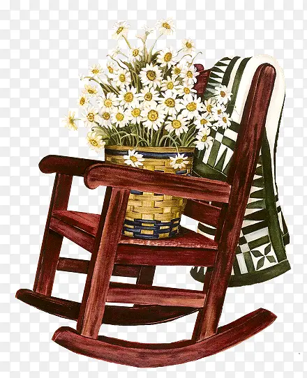 手绘木头椅子花朵摆件