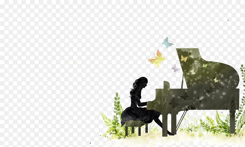 户外弹钢琴女子