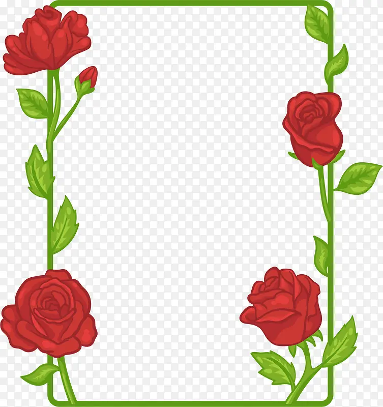 红玫瑰花藤边框