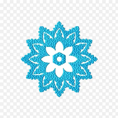 蓝色花朵花边雪花素材