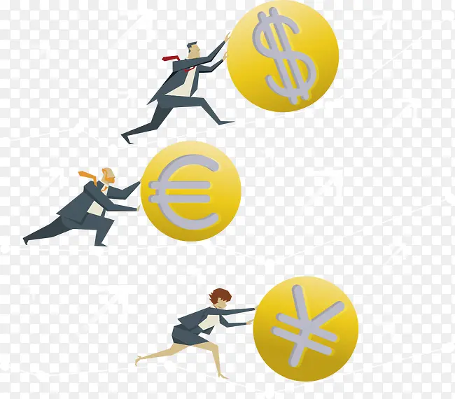 推着金币的矢量人物PNG图片素材下载_图片编号9143024-PNG素材网