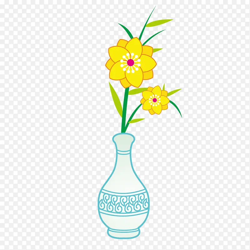 插在花瓶的黄色花朵