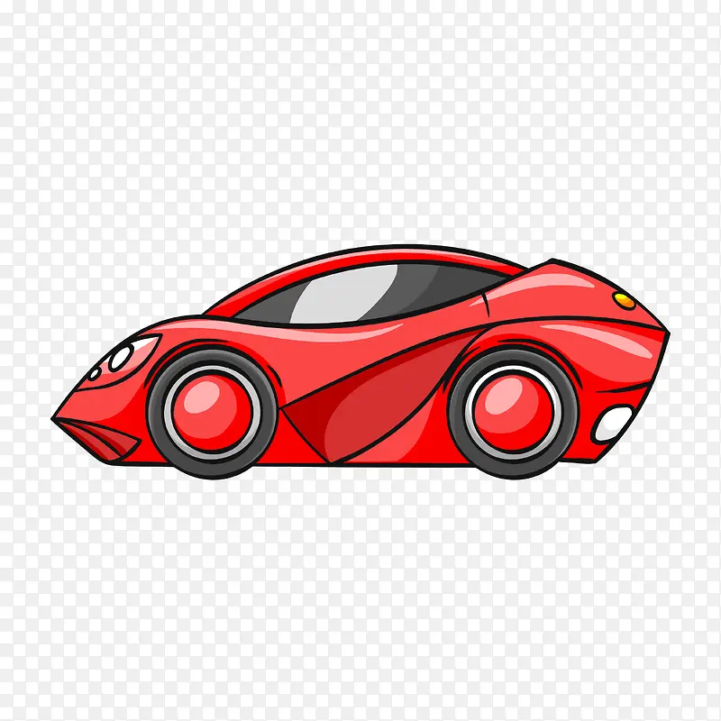 手绘红色跑车矢量插画