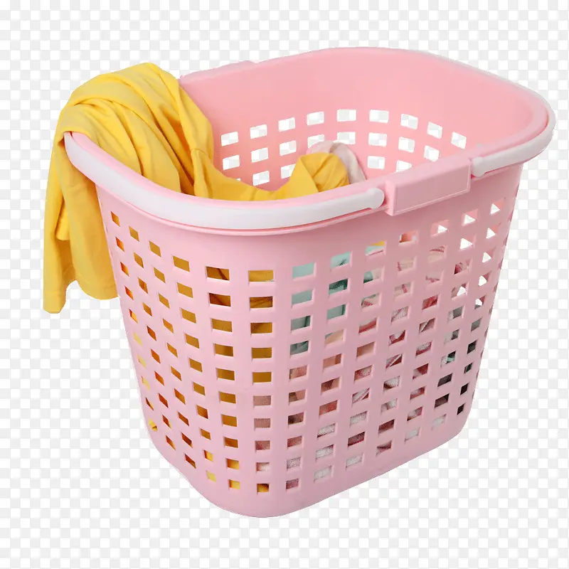 带衣服粉色塑料筐洗衣篮
