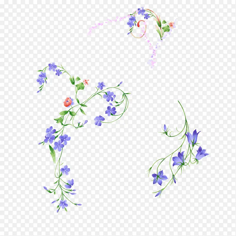 手绘紫色边框垂花