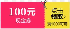 粉黄卡通100元优惠券