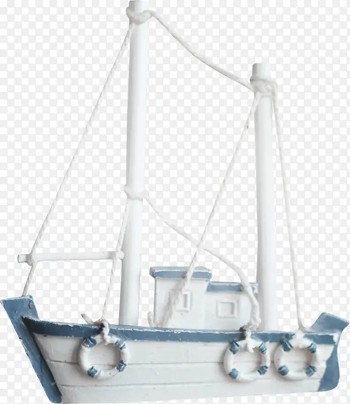 蓝色手工海船素材