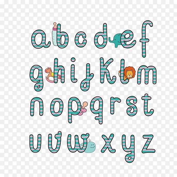 数字字母 卡通字母 婴儿字体