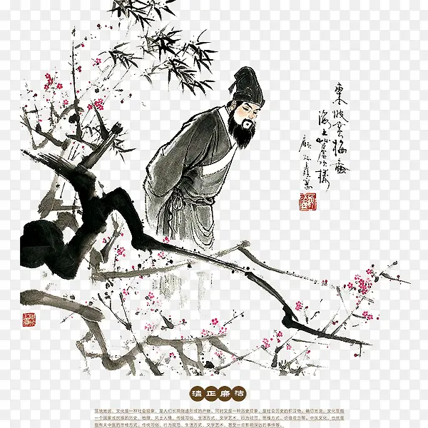 诗人赏花素材PNG图片素材下载_图片编号9155479-PNG素材网